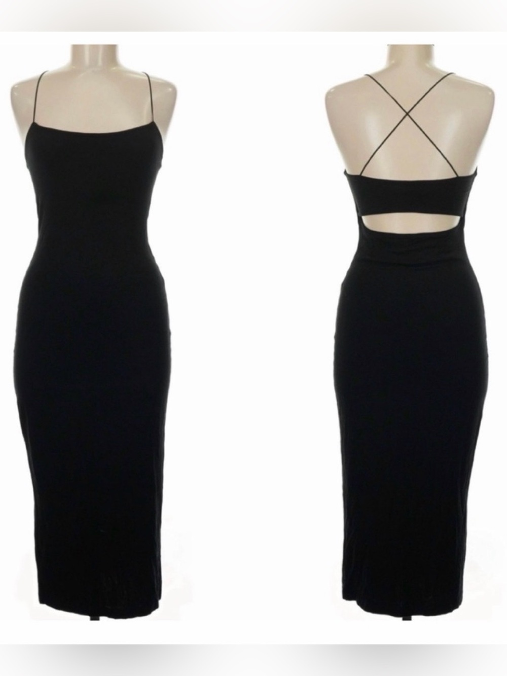 T ALEXANDER WANG Elegant Strappy Crisscross Cutout Back Dress - Black - Sz S